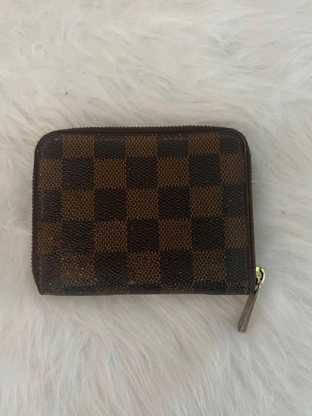 Louis Vuitton Damier Ebene Brown Checkered Zip Card Holder