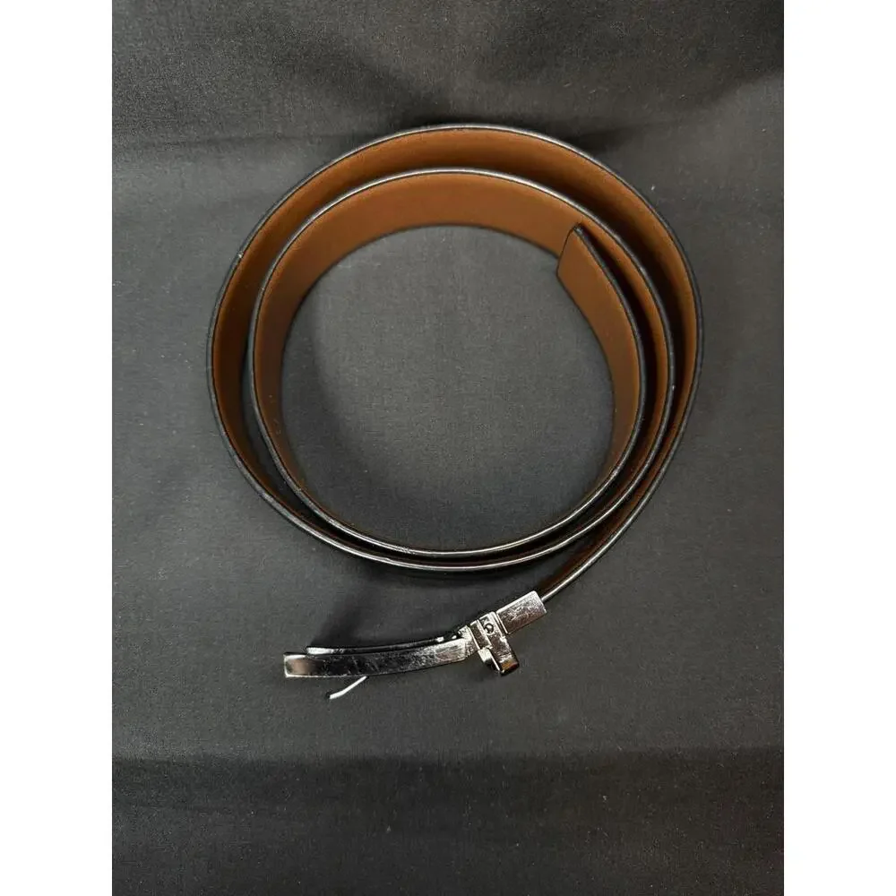 Perry Ellis Belt Men's 38 Black Faux Leather Dress Reversible Buckle‎ EUC
