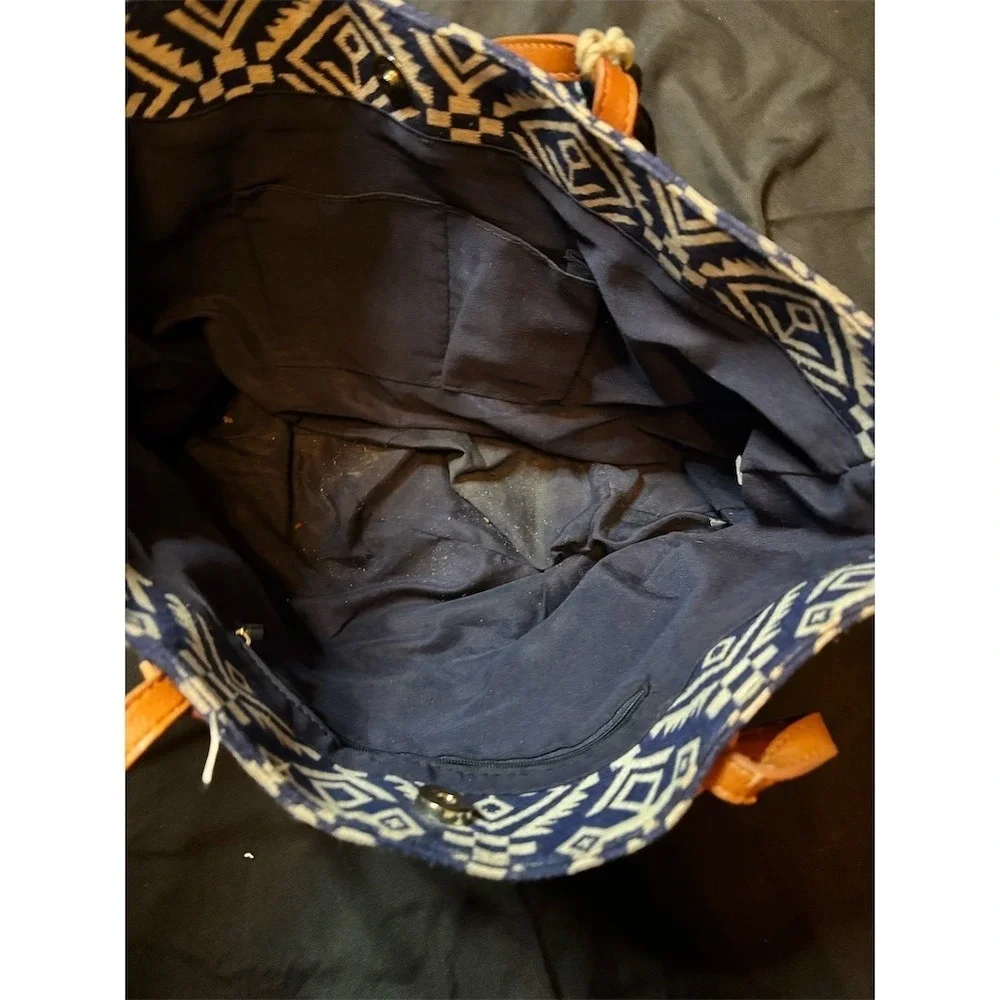 Petunia Pickle Bottom Tote Bag Womens Large Blue Aztec Tassel Work Travel boho‎