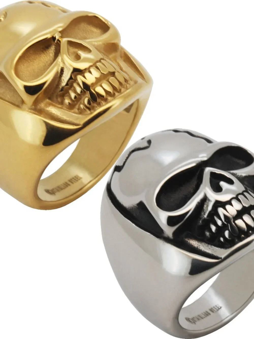 316L Stainless Steel 18k Yellow Gold Plated Gothic Skull Ring