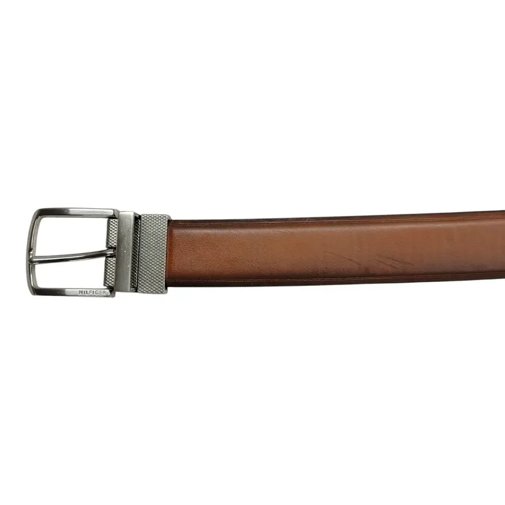 Tommy Hilfiger Mens Reversible Belt Brown Black Size 46-48 Big & Tall Dress