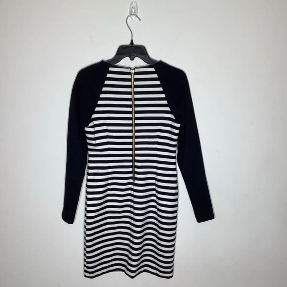 Michael‎ Kors Womens Navy and White Striped Dress With Gold Zippers Sz 0