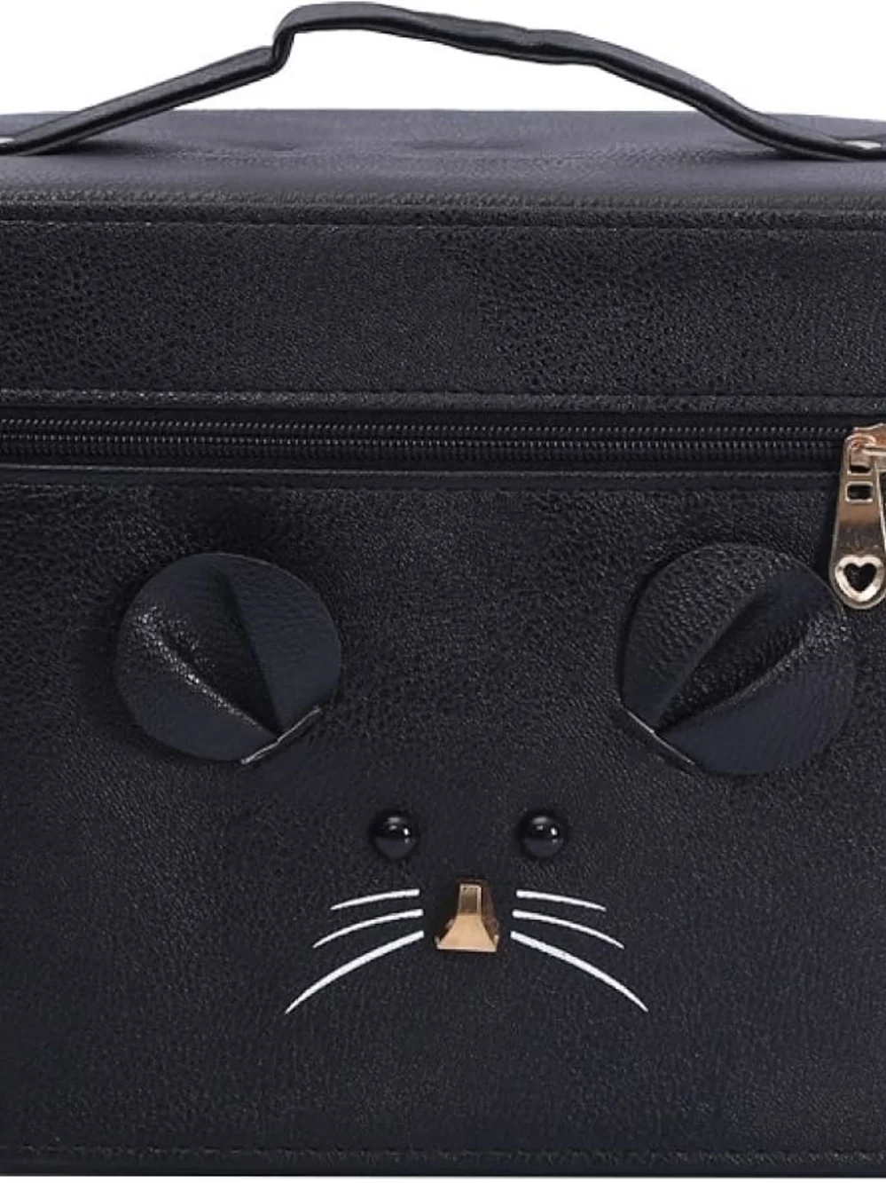 Mouse Face Makeup Box, Large Capacity, Cosmetic Case with Mirror