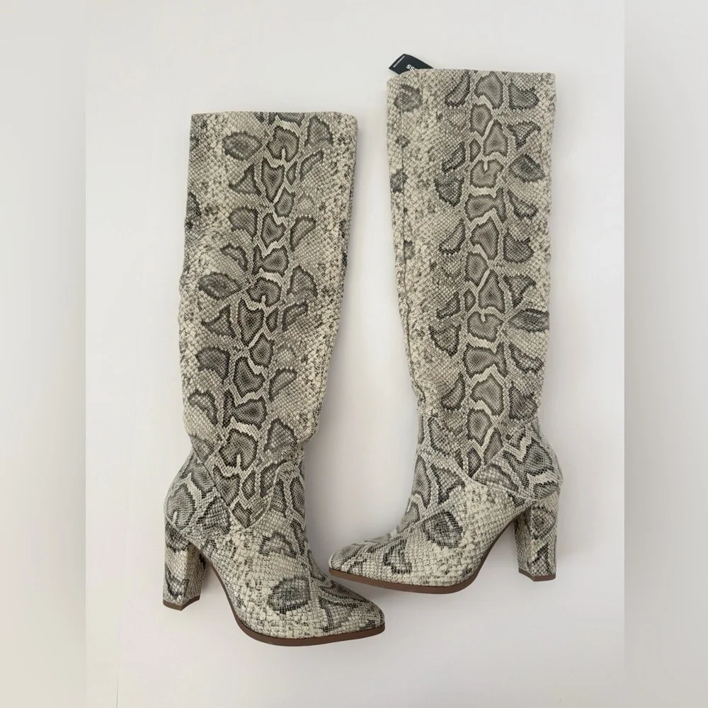 Express Snake Print Over the Knee Boots Size 7