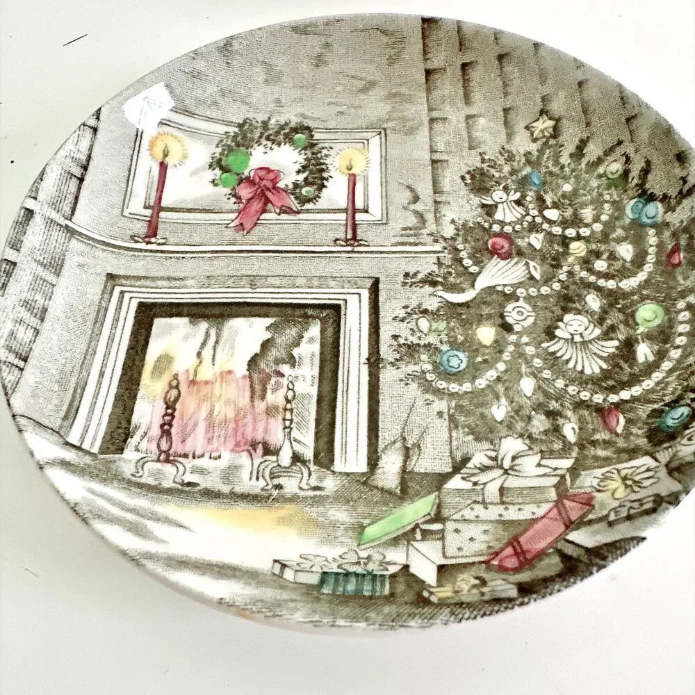 JOHNSON BROS IRONSTONE CHRISTMAS COASTER PLATES SET OF 4