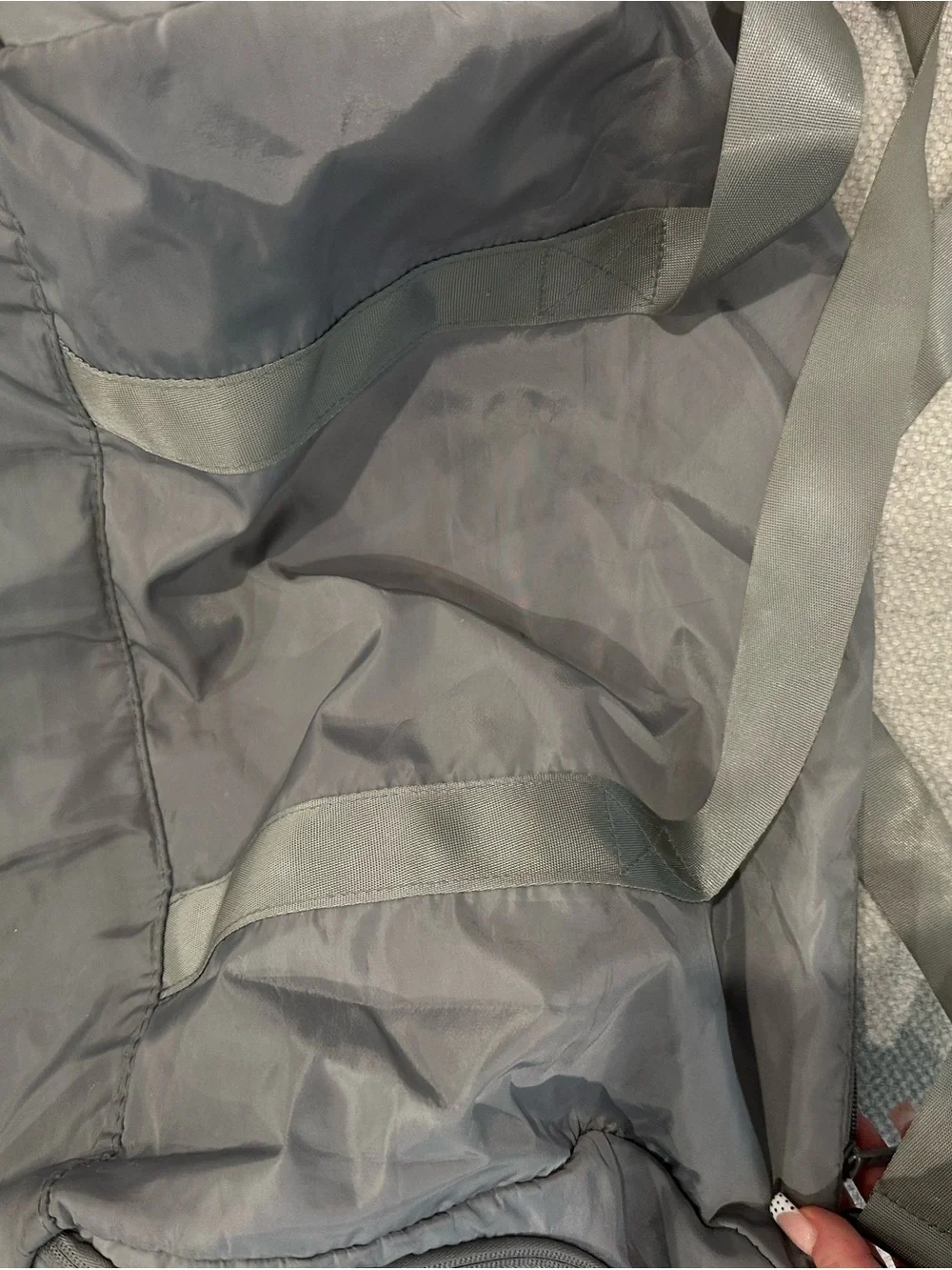 N/A gray duffel