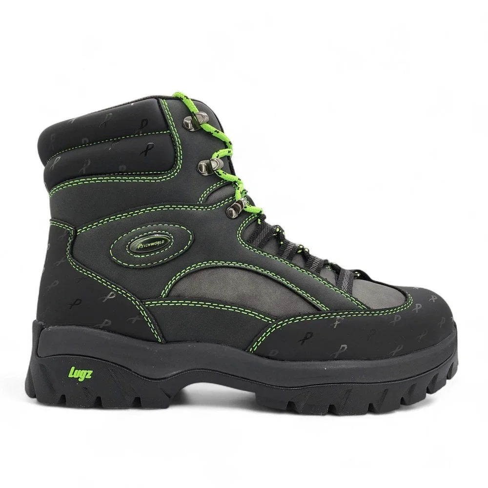 Lugz x Psychworld Ridgeline Chukka Boots Men 12 Black & Green Lace Up NEW in Box