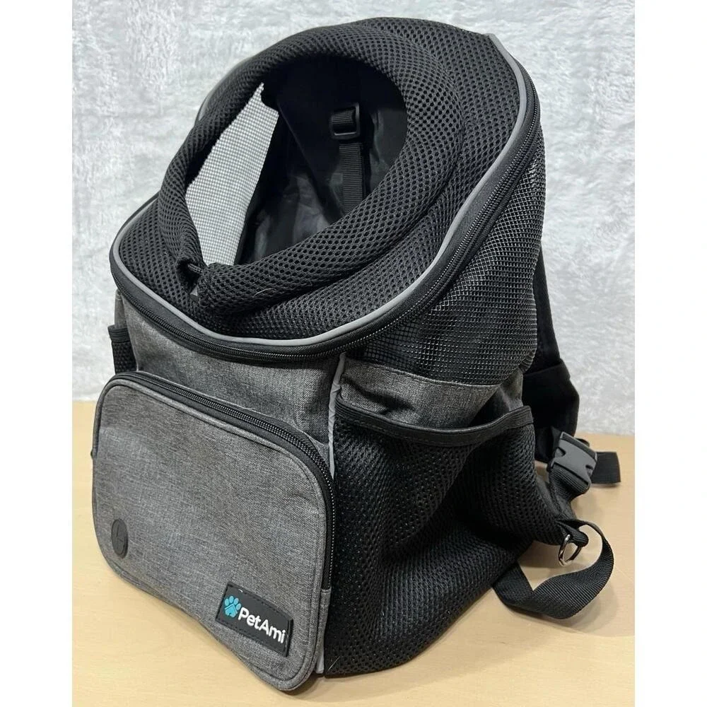 PetAmi Deluxe Pet Carrier Backpack,‎ Ventilated Mesh, Gray/Black, Travel Bag