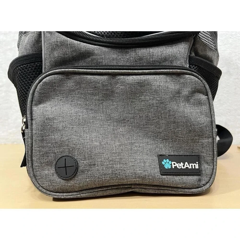 PetAmi Deluxe Pet Carrier Backpack,‎ Ventilated Mesh, Gray/Black, Travel Bag