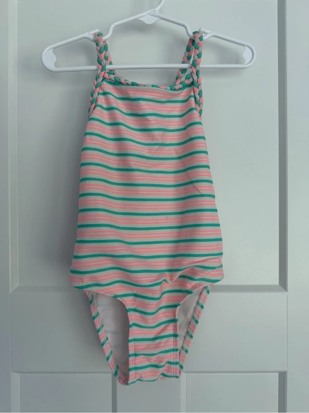 Cat & Jack Kids Striped One-Piece Swimsuit in Pink and Teal