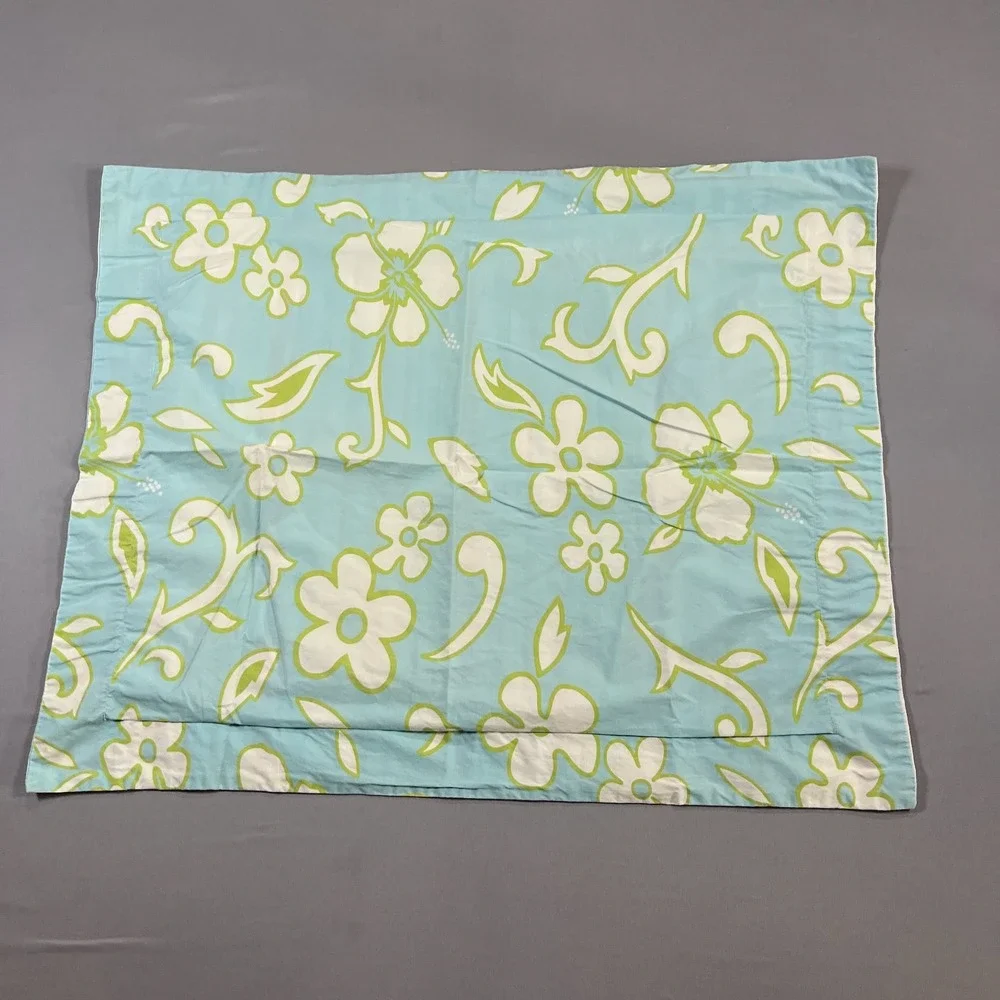PB Teen Reversible Pillow Sham Standard Multicolor Floral Striped Bedding Home