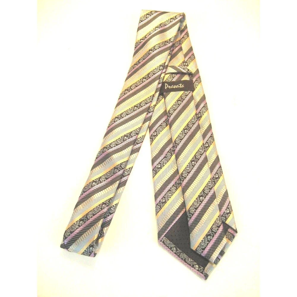 NWOT Pravata 100% Microfibre Striped  Design Necktie
