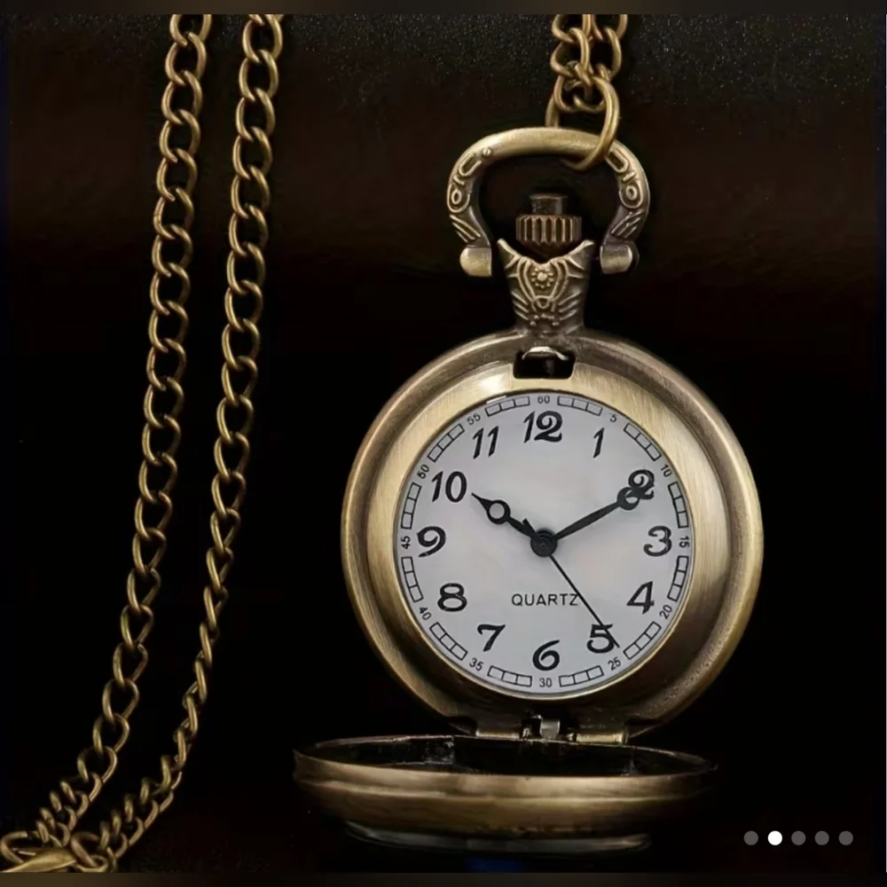 Style Motorcycle Pocket Watch Necklace Antique Bronze Chain Biker Gift, T1MISB4I