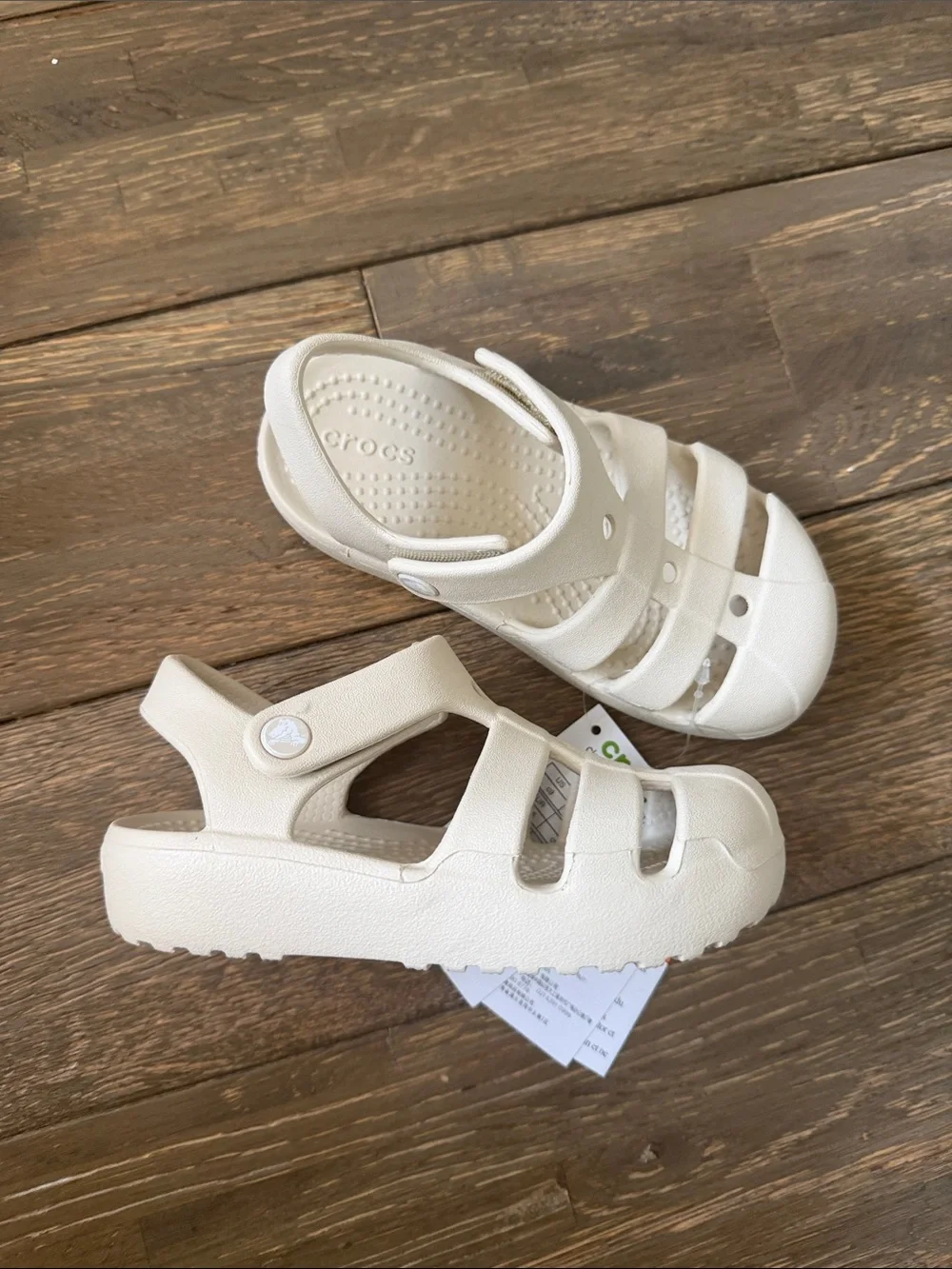 CROCS Kids' White Fisherman Sandals NWT