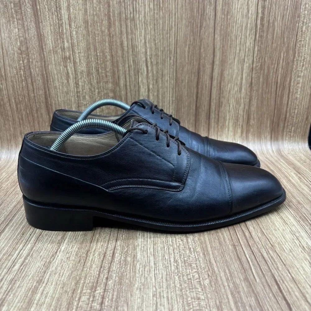BALLY ROGERS CAP TOE MEN DRESS SHOES BROWN LEATHER‎ OXFORD LACE UP US 11.5 D