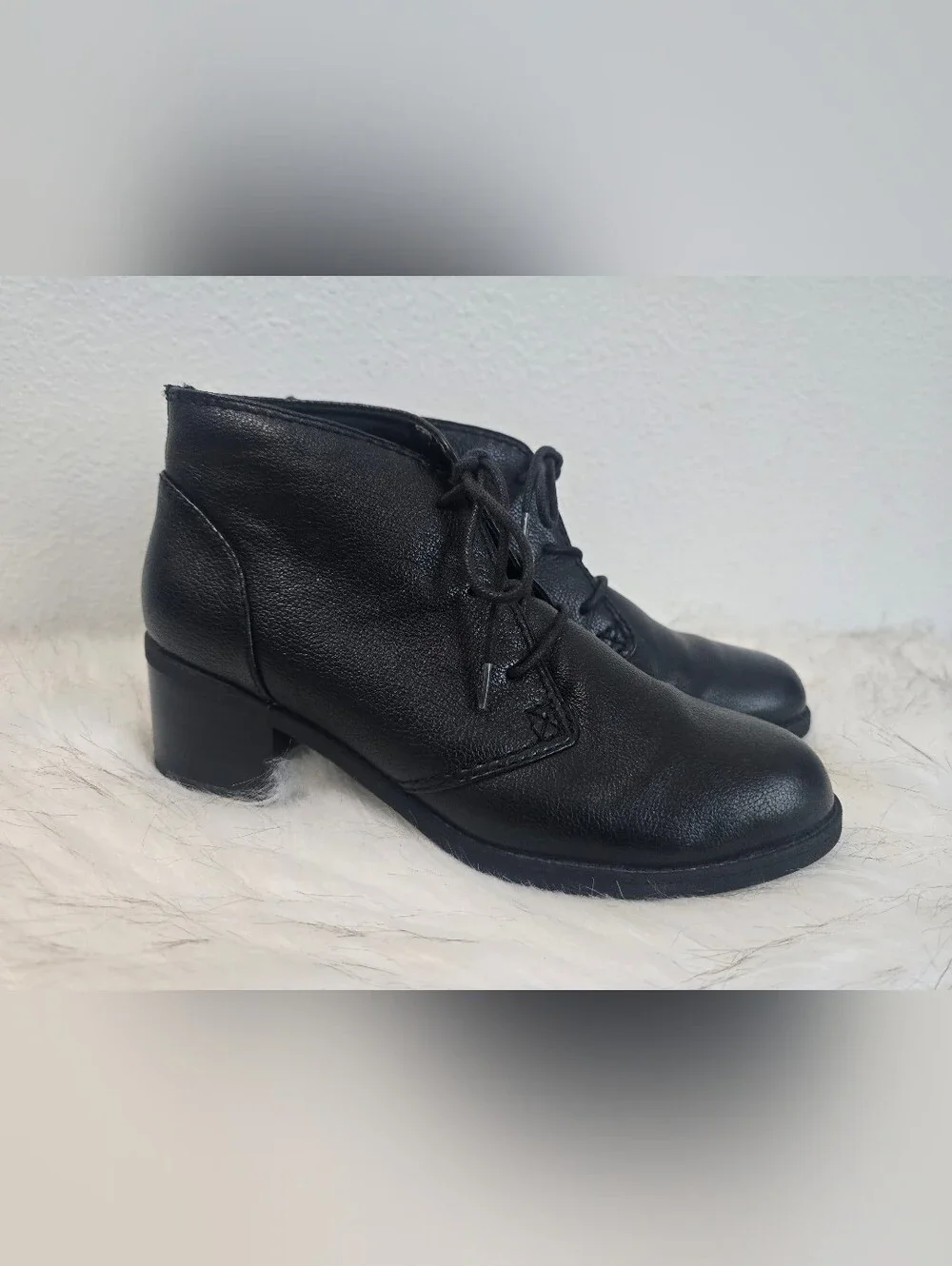 Clarks Black Nevella Harper Pebble Lace-up Granny Heeled Boots