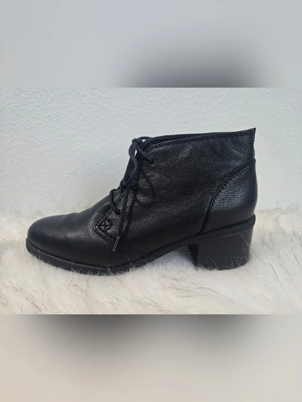Clarks Black Nevella Harper Pebble Lace-up Granny Heeled Boots