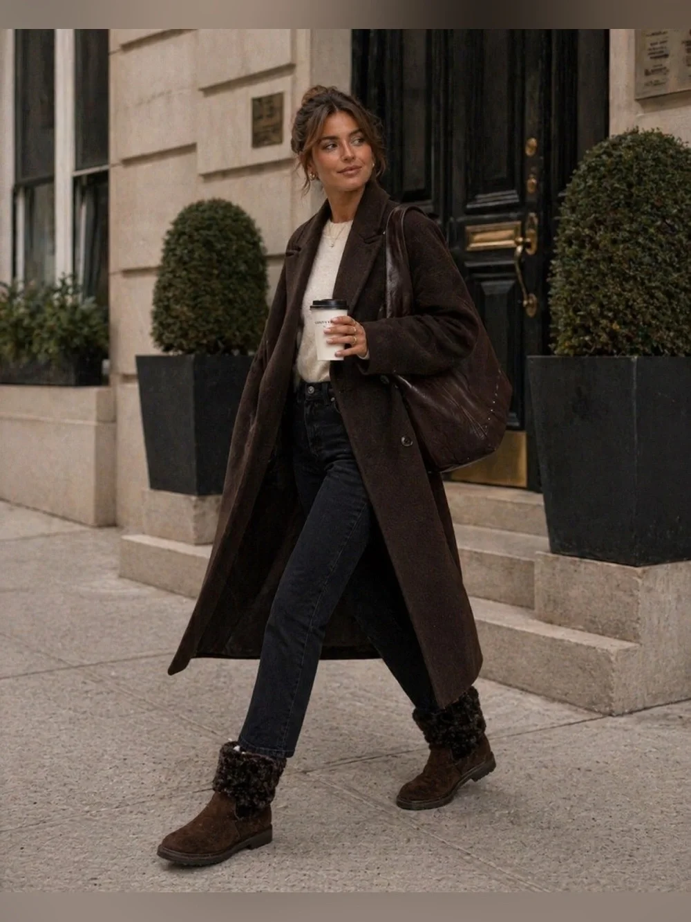 Fendi Zucca FF Logo Shearling Cuff Suede Ankle Boots Brown IT 36.5 US 5.5