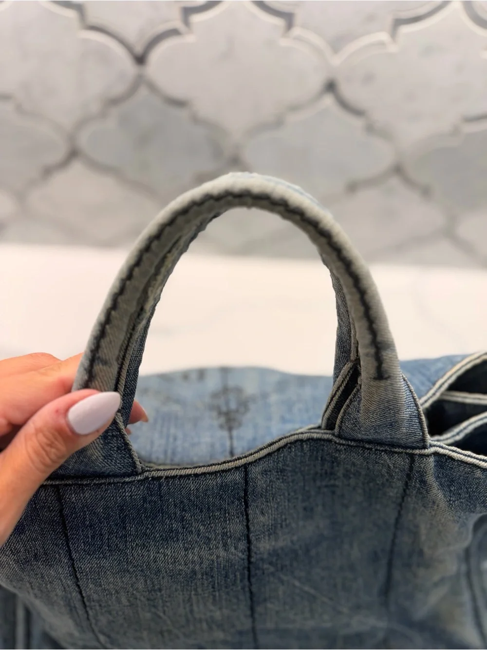 Prada denim tote