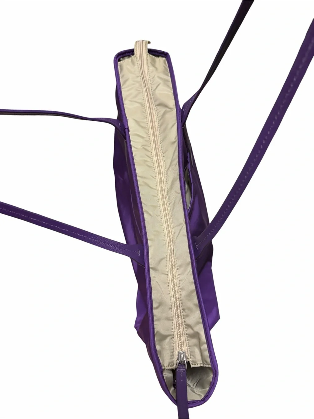 TUMI Voyageur Q Tote Purple Nylon Leather Straps Large Travel Shoulder Bag