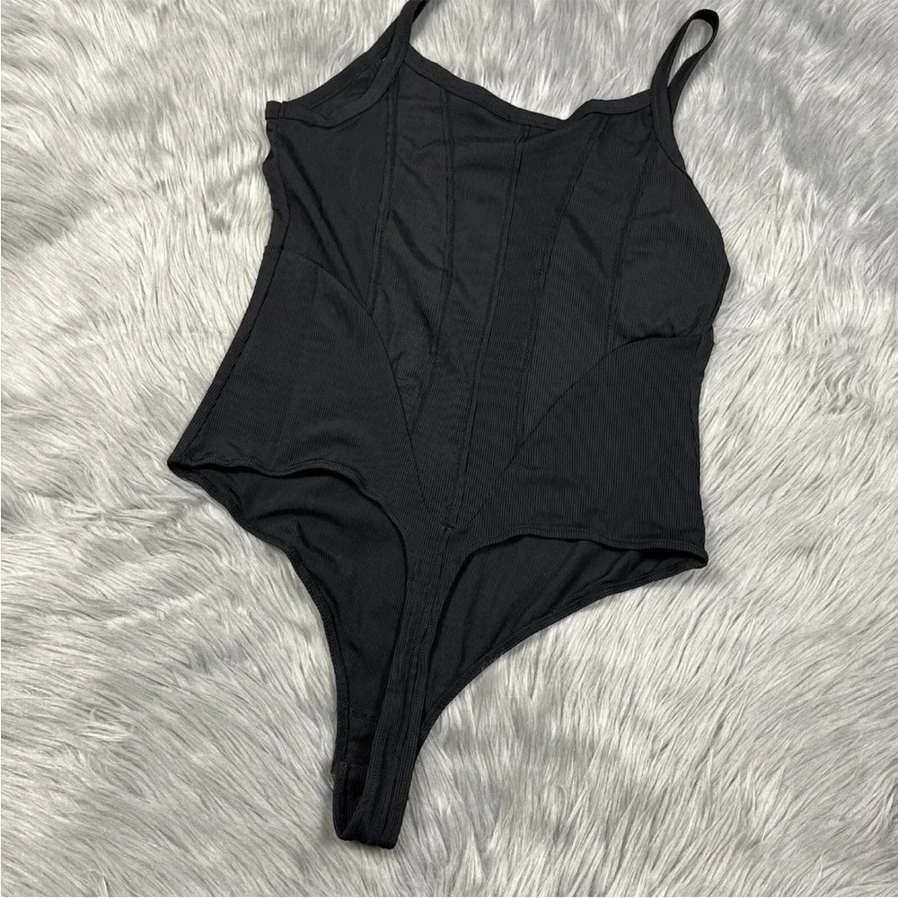 Intimately Free People That Girl Corset Thong Bodysuit Black Size M