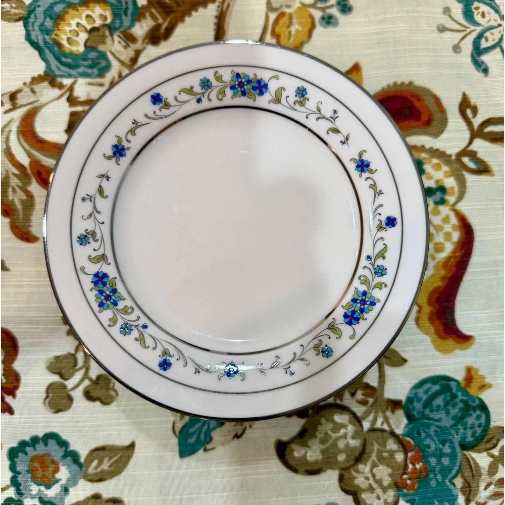Vintage‎ Noritake Norma Bread Plates – Set of 4 Ivory China Platinum Trim