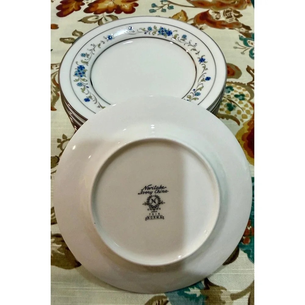Vintage‎ Noritake Norma Bread Plates – Set of 4 Ivory China Platinum Trim