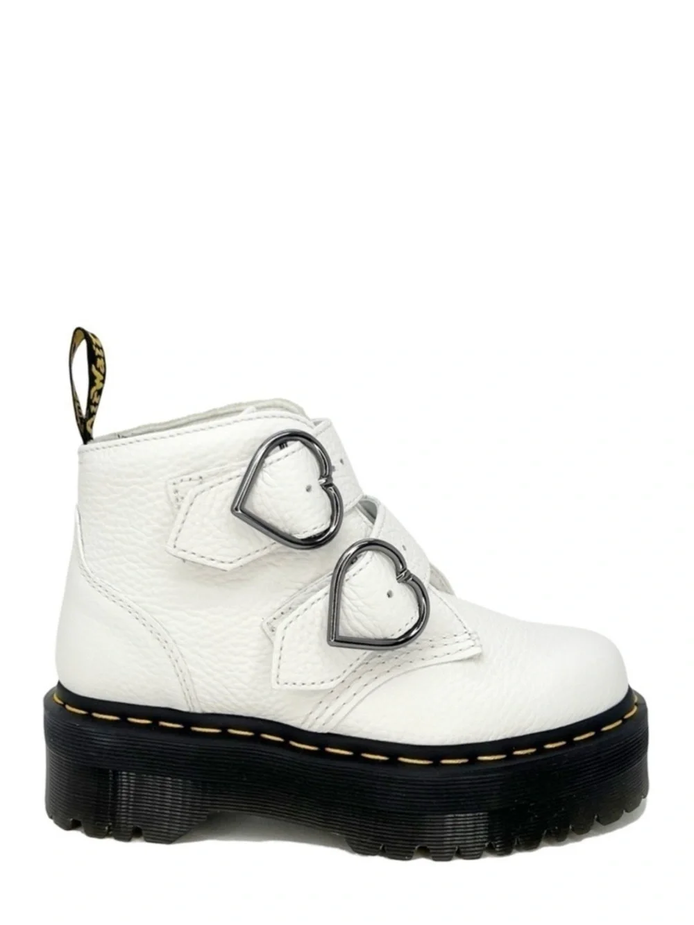 NEW Dr. Martens Devon Heart Platform White Leather Ankle Boots Kid’s Size 4 (36)