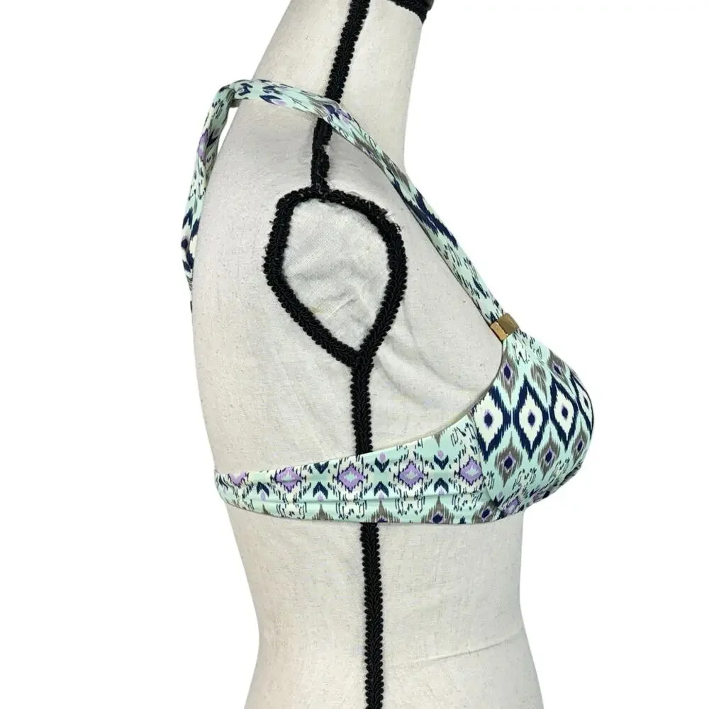 Victoria’s Secret SZ 32A Bikini Swim Top Ikat Molded Padded Cup Tie Halter Multi