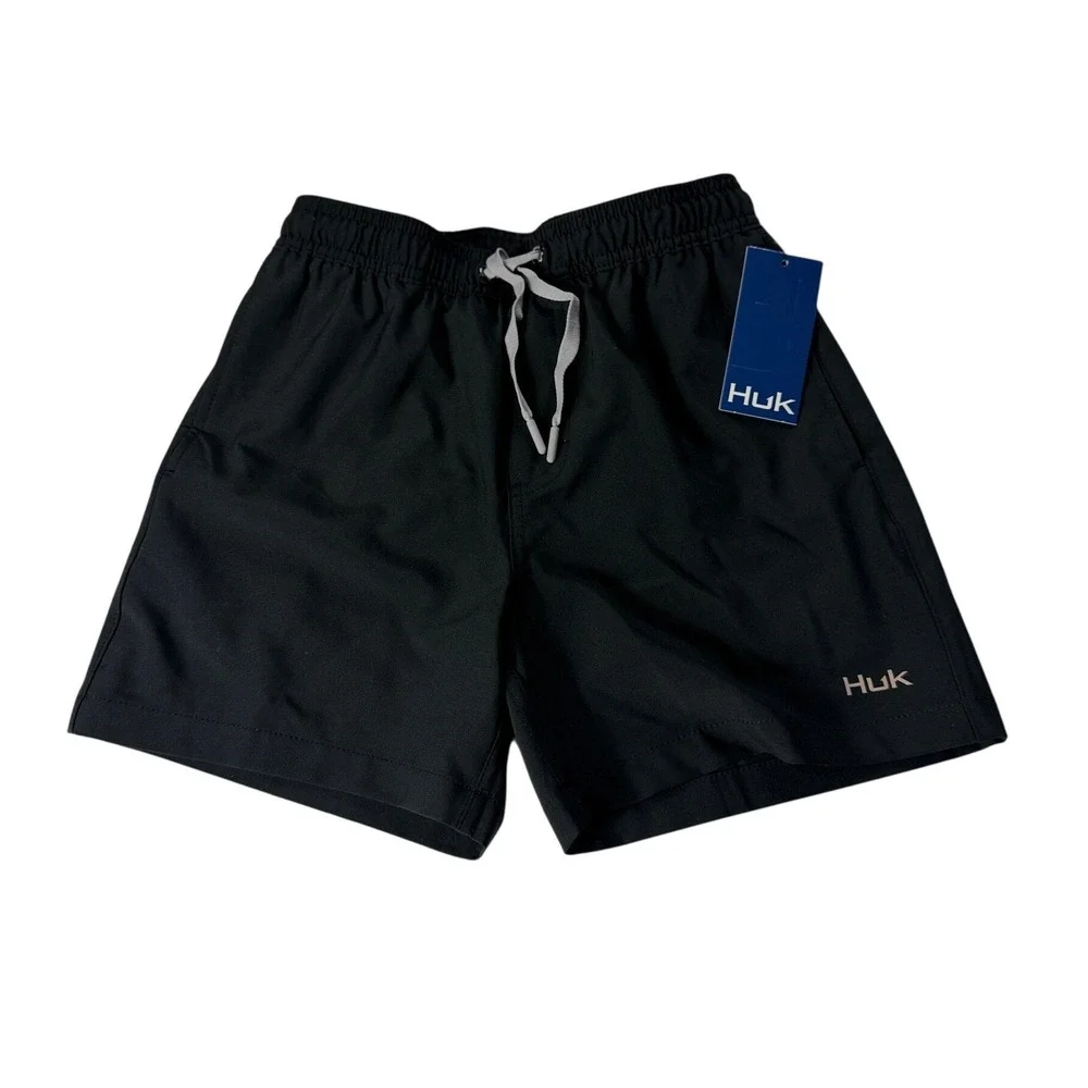 Huk‎ Pursuit Volley Youth Medium Black Fishing Shorts Quick Dry Stretch NWT
