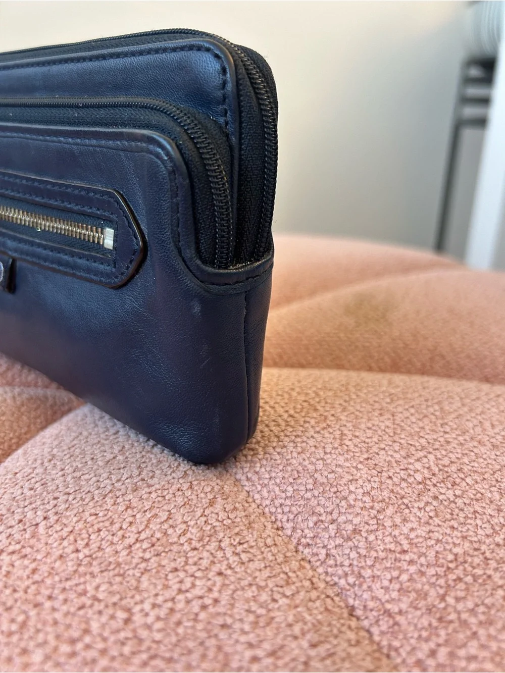 Coach Navy Leather Double-Zip wallet