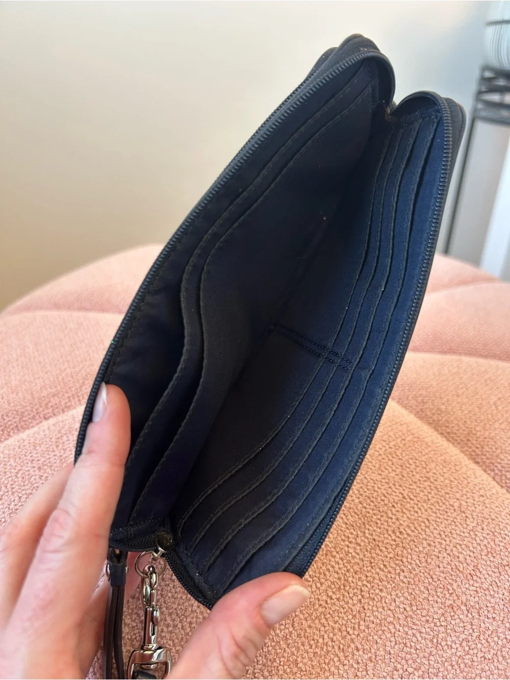 Coach Navy Leather Double-Zip wallet