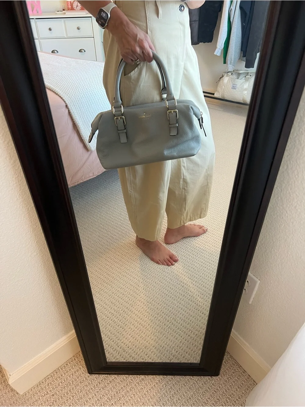 kate spade Pebbled Leather Dome Satchel - Light Gray