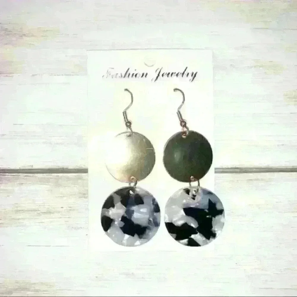 Acrylic resin circle multi color dangle earring
