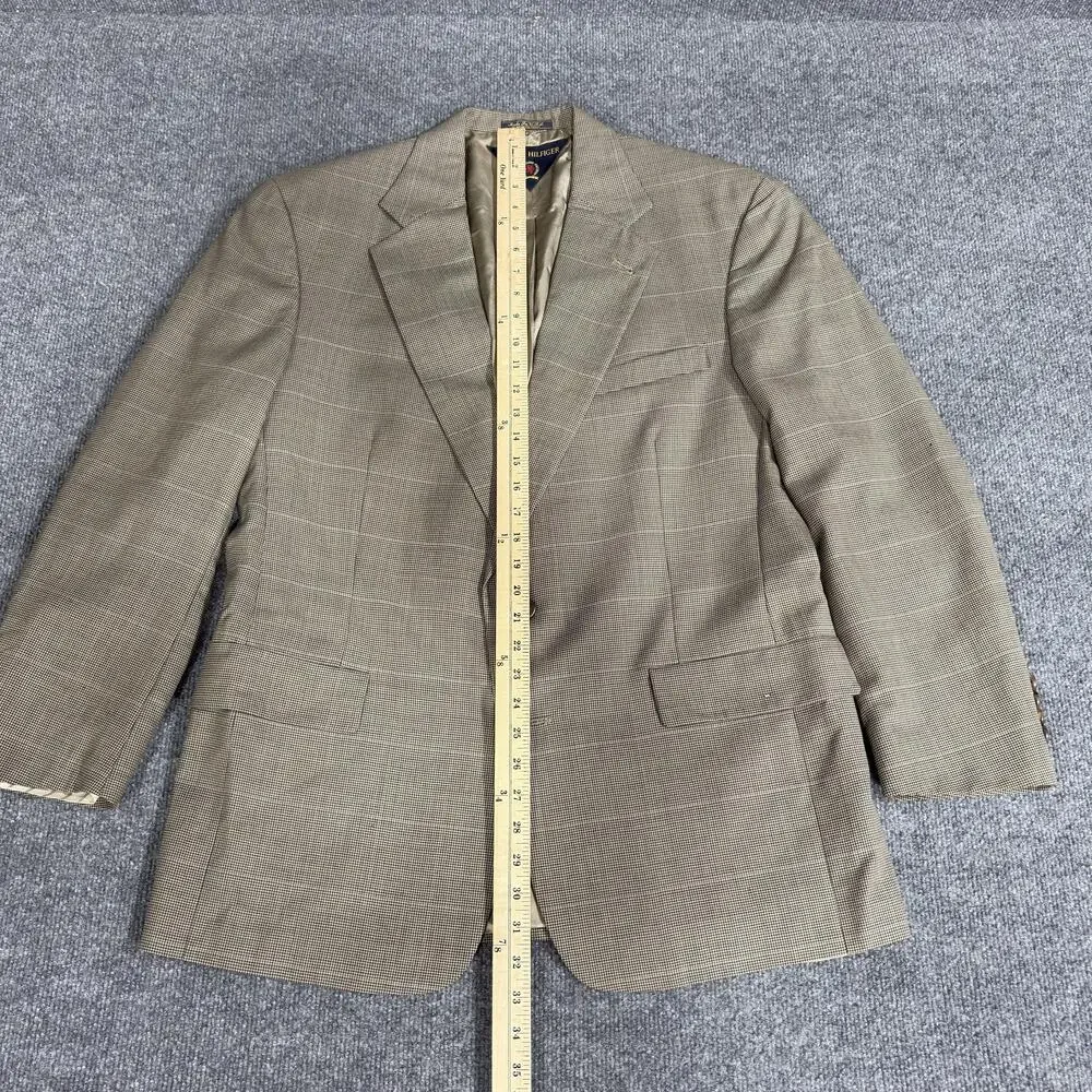Vintage Tommy Hilfiger Blazer Mens 42R Houndstooth Sport Coat Jacket Union Made