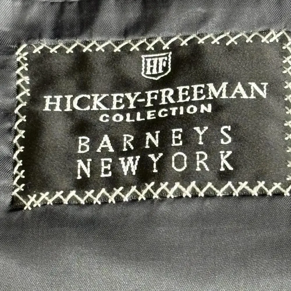 Vintage Hickey Freeman Jacket Mens 46 Long Gray Glen Plaid Wool USA Barneys NY