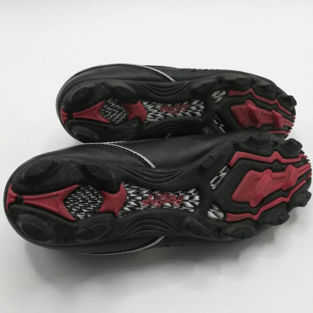 Rawlings Shoes‎ Mens Cleats Soccer Goalie Black White Faux Leather Lace Up 7.5