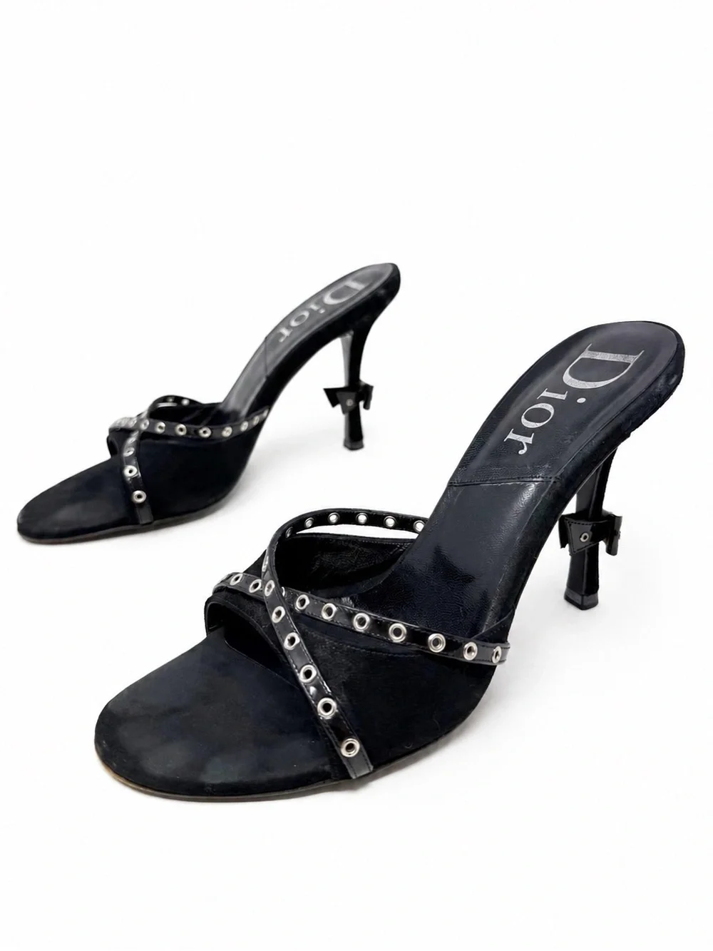 Vintage Christian Dior John Galliano Bondage Black Sandal Mules Size EU 38.5