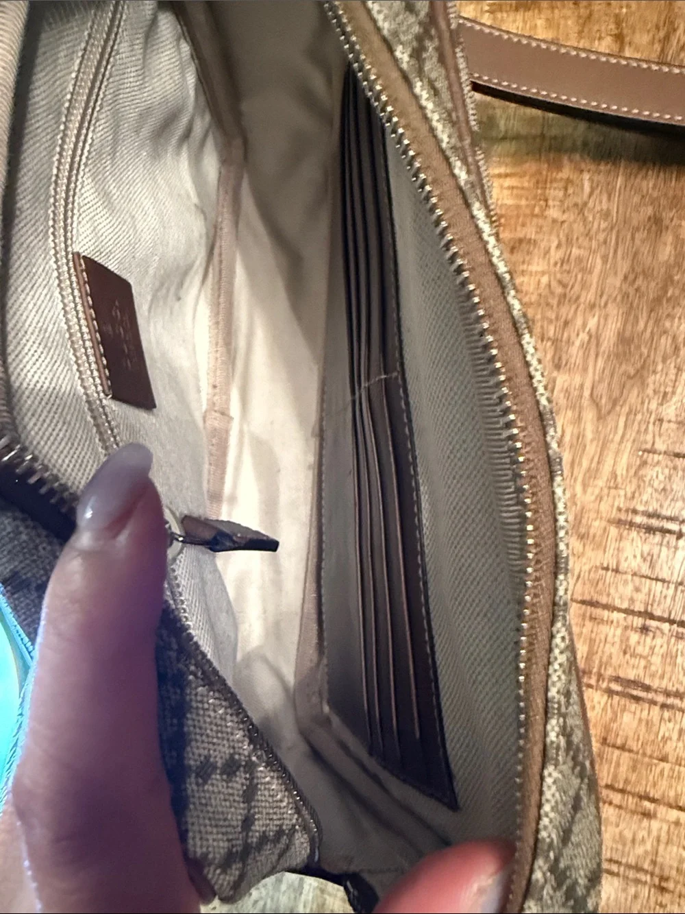 Gucci Diamante Coated Canvas Wristlet Clutch – Brown/Beige | Style 267921