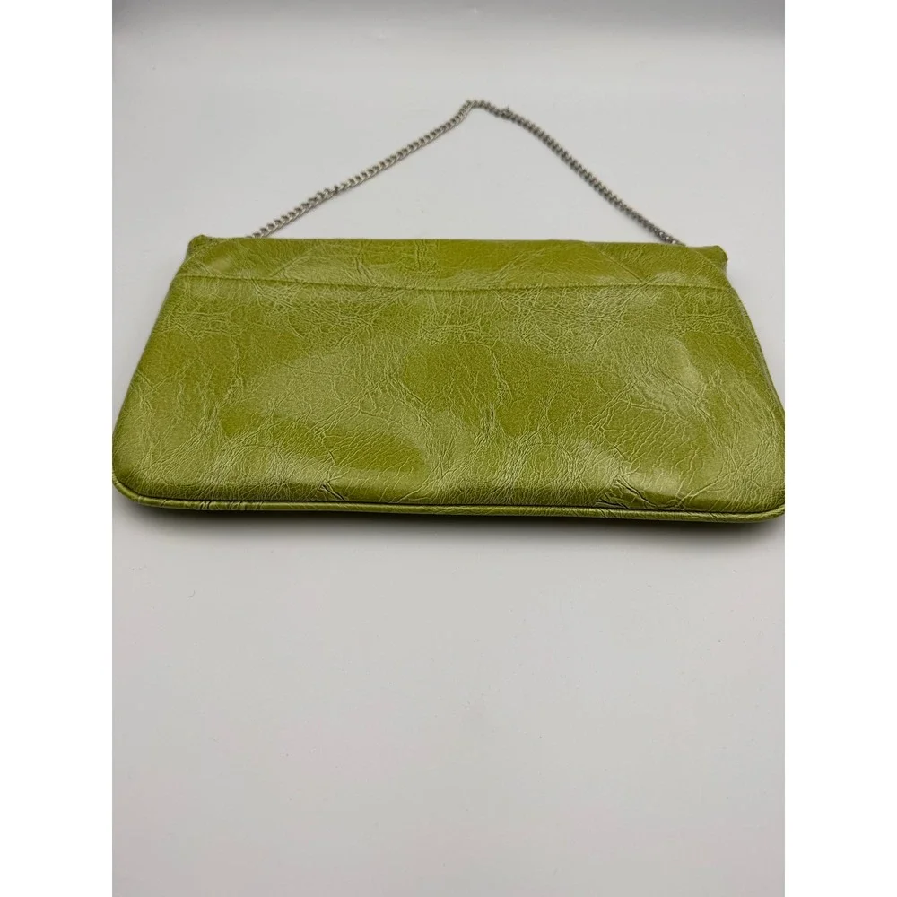 Daisy Fuentes Lime Green Faux Leather Envelope Clutch Bag with Chain Strap