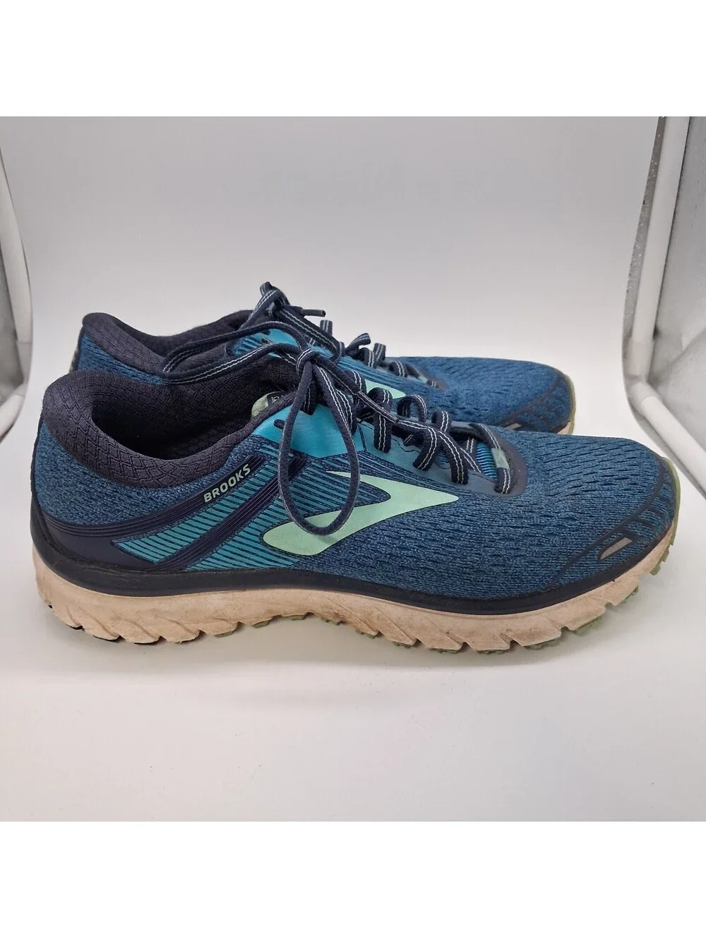 Brooks Ghost 10 Running Shoes Mens Size 9 Blue Teal Green Athletic Sneakers