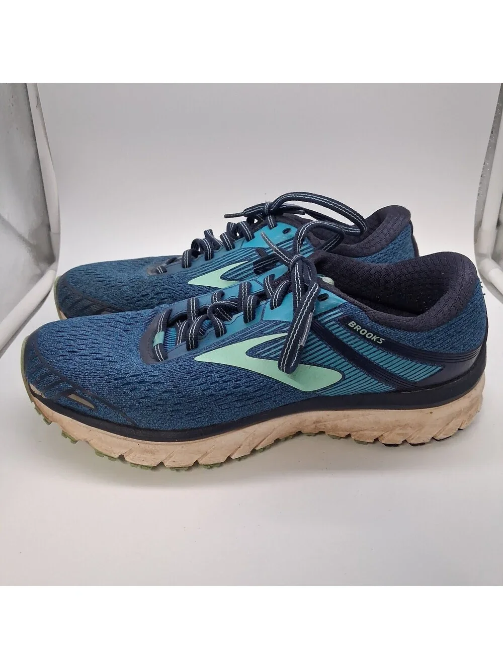 Brooks Ghost 10 Running Shoes Mens Size 9 Blue Teal Green Athletic Sneakers