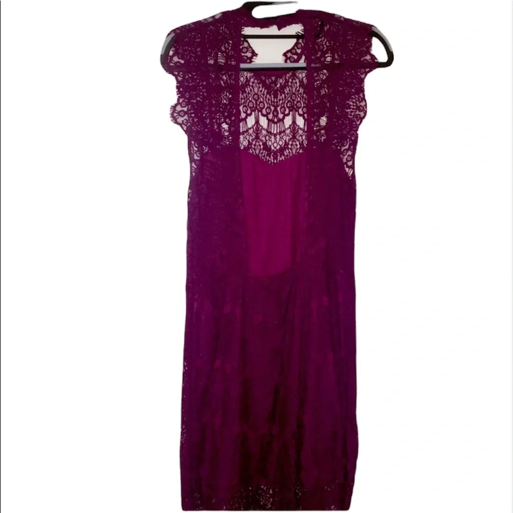 NWT Free People: Sm Purple Lacey Open Back Dress