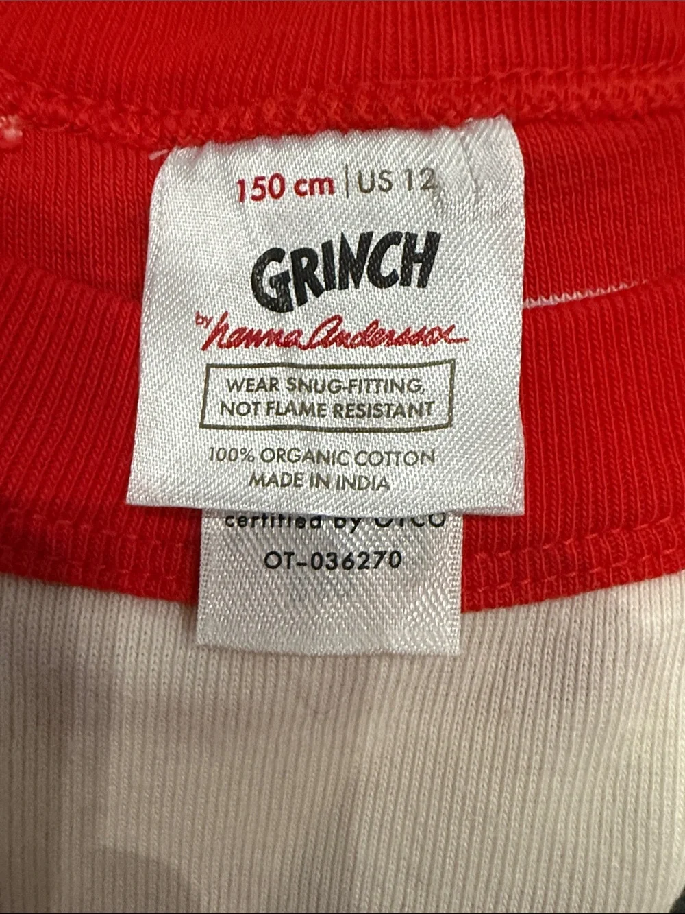 Hanna Andersson Red & White Striped Reindeer Two-Piece Pajama Set