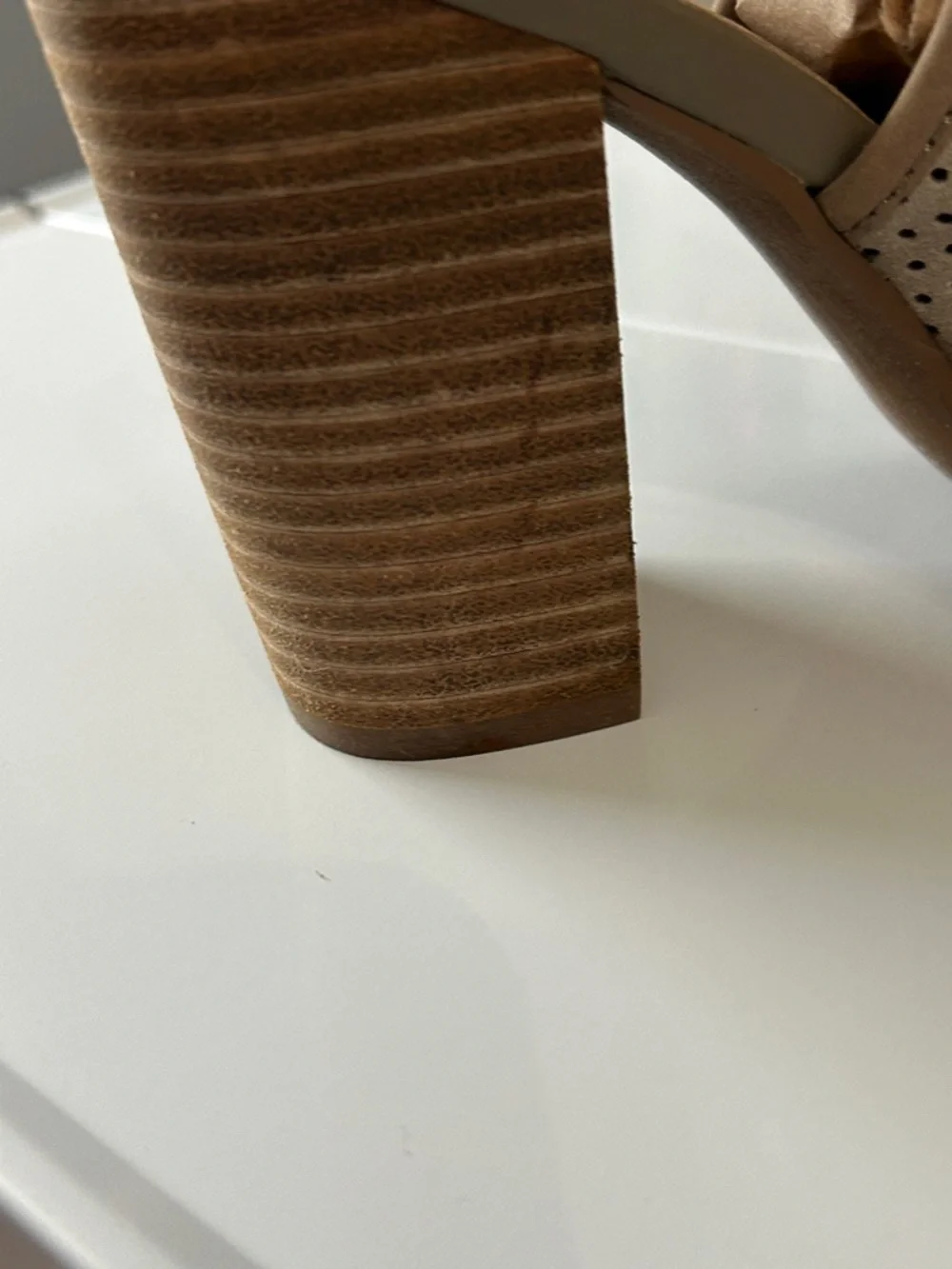 Kelsi Dagger Brooklyn Goya Slingback Sandal Size 7.5 Taupe Perforated Block Heel
