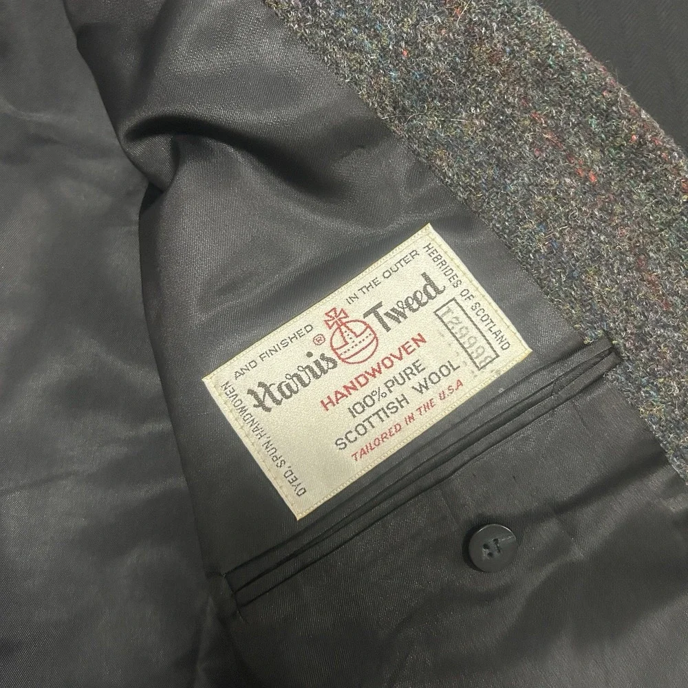 Jack Frost Harris Tweed Sport Coat Blazer 100% Scottish Wool Gray Fleck USA 42R