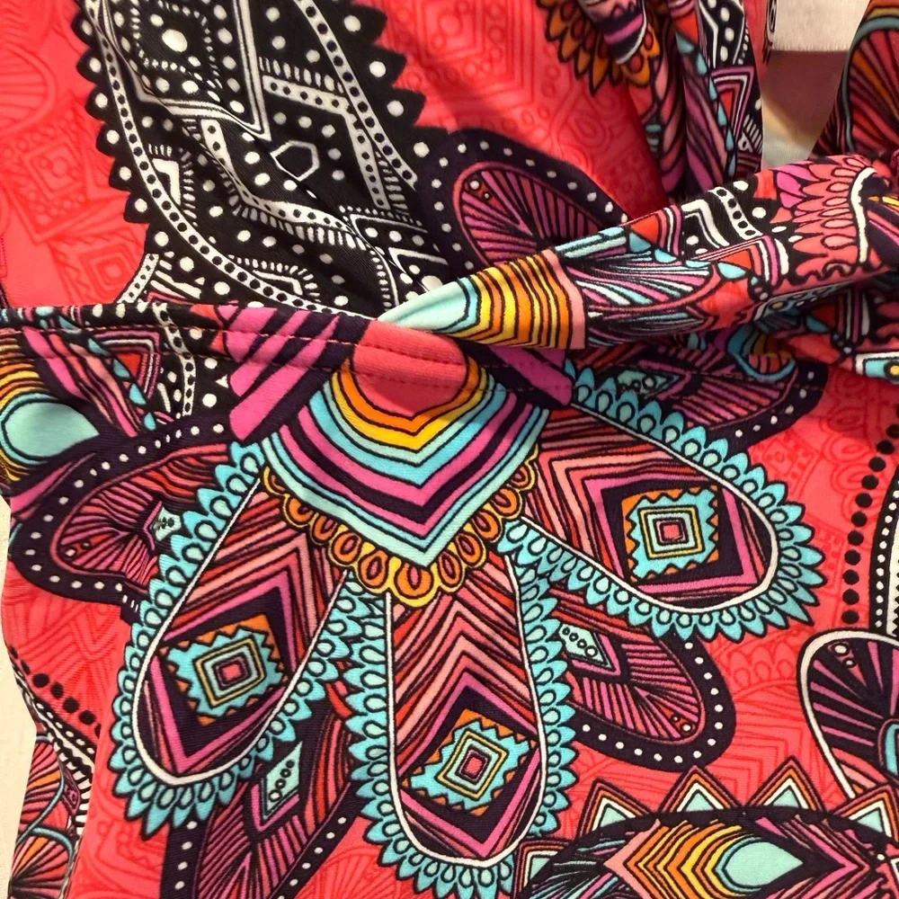 🌴💗🔥Croft & Barrow Paisley Underwire Tankini Top Sz 6 Swimsuit Top | Coral Boho
