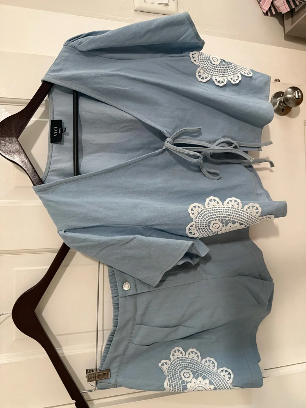 Vici Sky Blue Two-Piece Crochet Accent Set