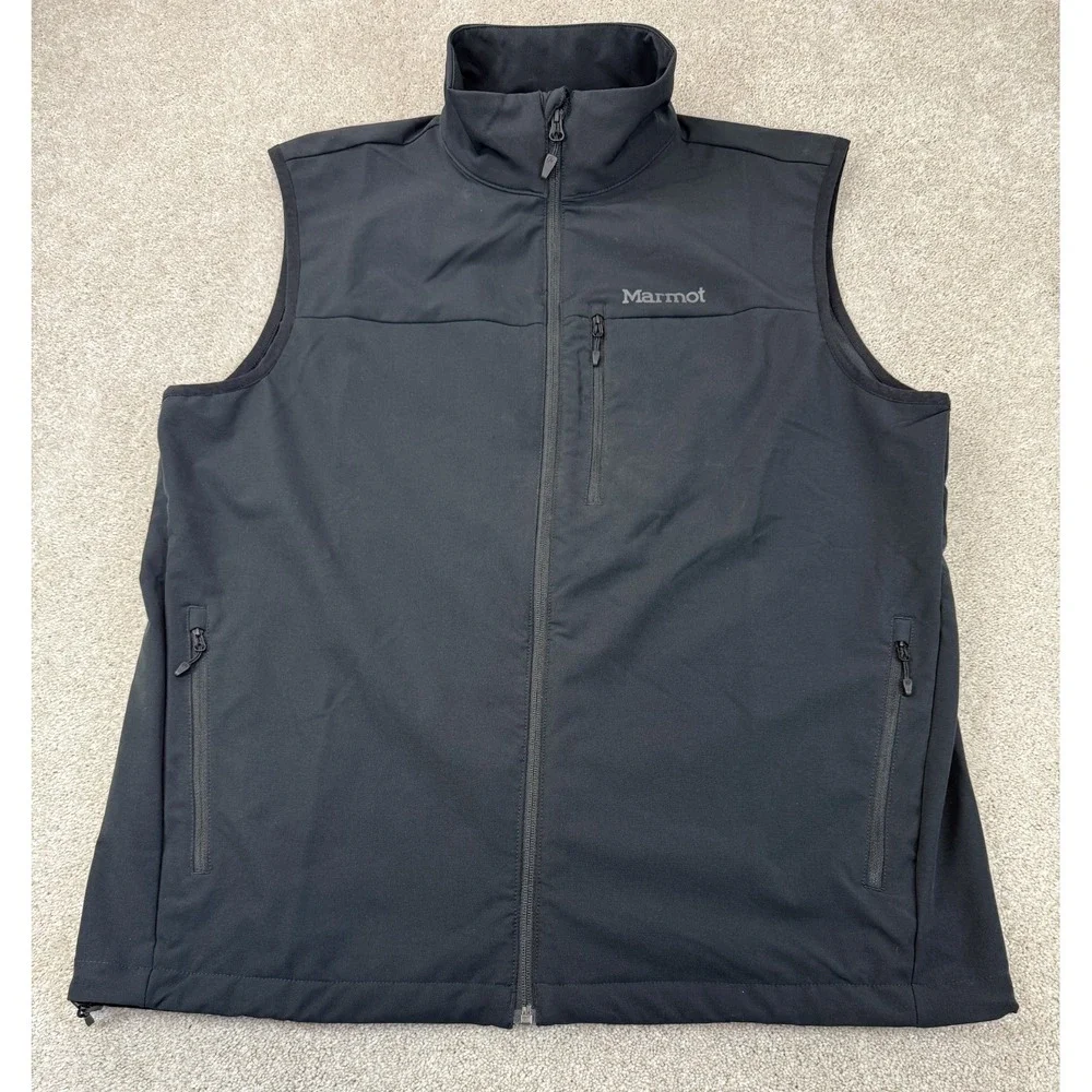 Marmot Tempo Full Zip Men's XL Softshell Hiking Active Running Vest Black Logo