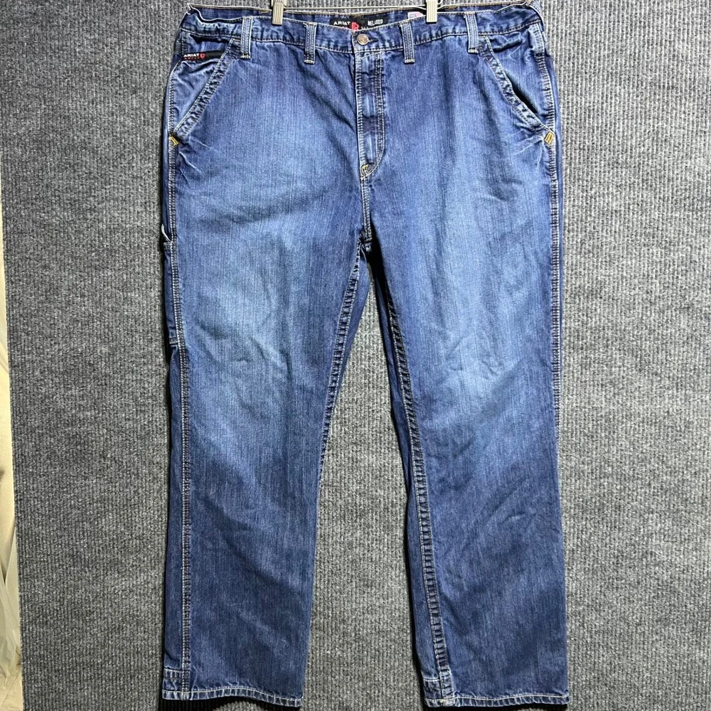 Ariat FR M4 Relaxed Boot Cut Jeans Mens 46x34 Blue Flame Resistant Utility Denim